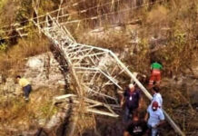 Torre de tendido eléctrico de derrumbó y dejó a un gentío sin electricidad en Naricual
